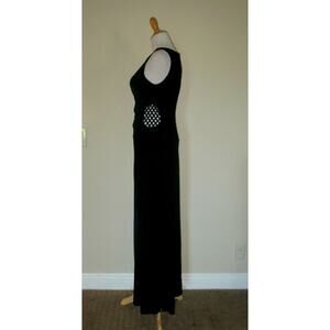 David Meister Maxi Dress Sleeveless Black Cutout Side Detail- Size 12- EUC